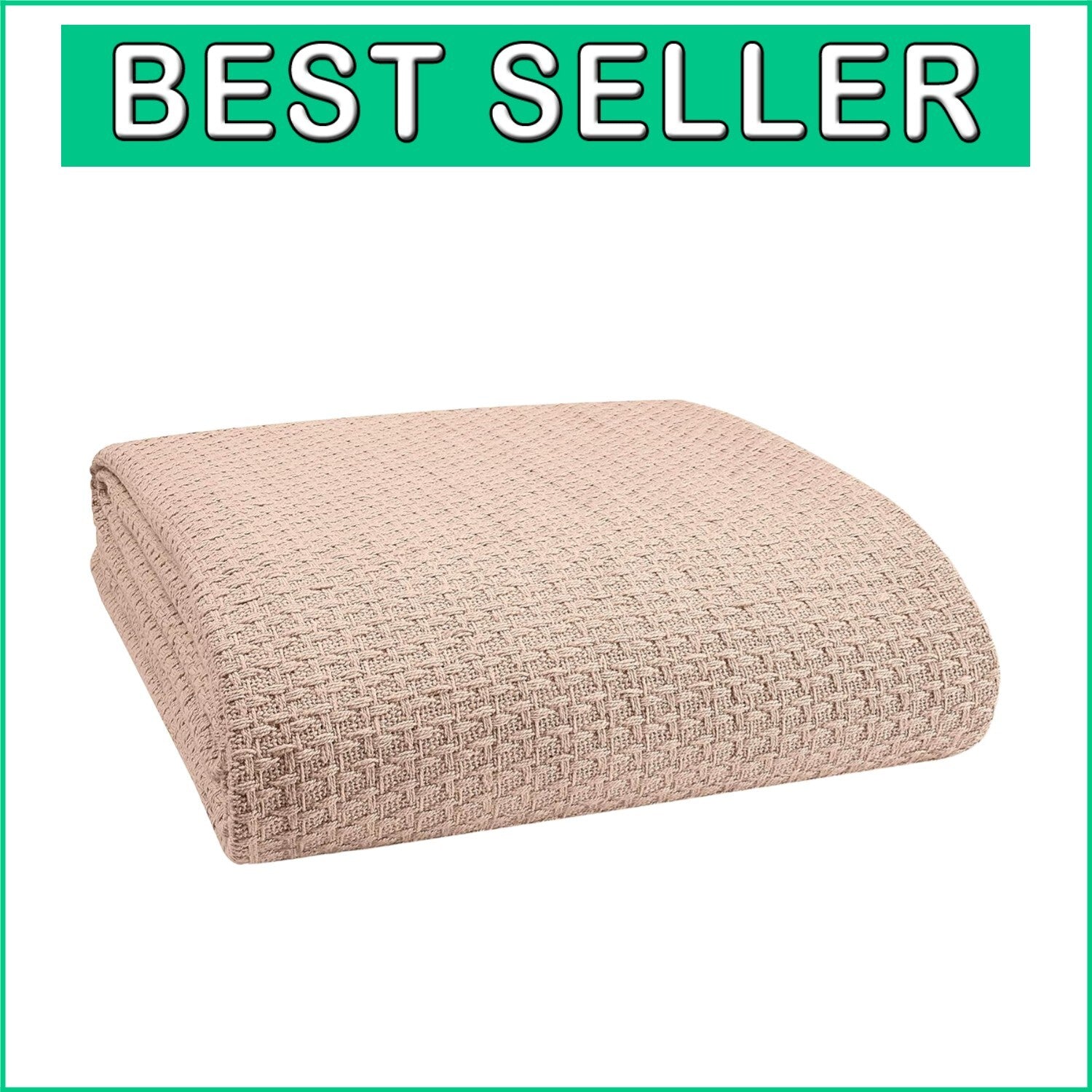 Breathable 100% Cotton King Size Bed Blanket in Beige - Cozy Year-Round Comfort