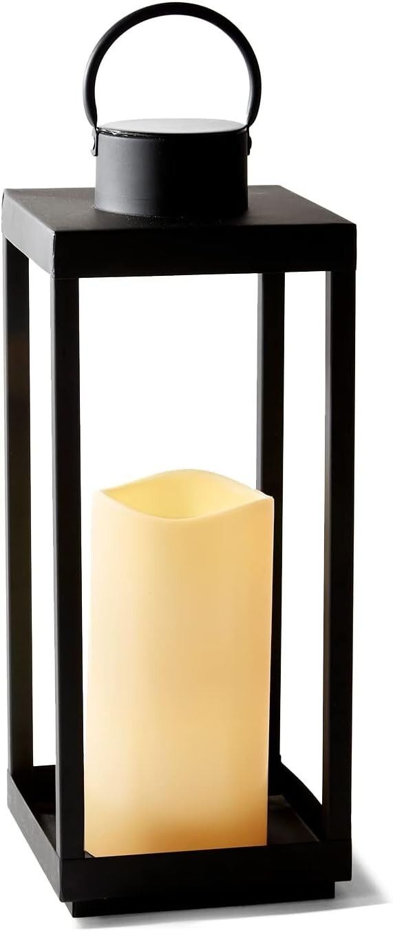 Modern Solar Lantern with Flickering Candlelight - Perfect for Farmhouse Patios