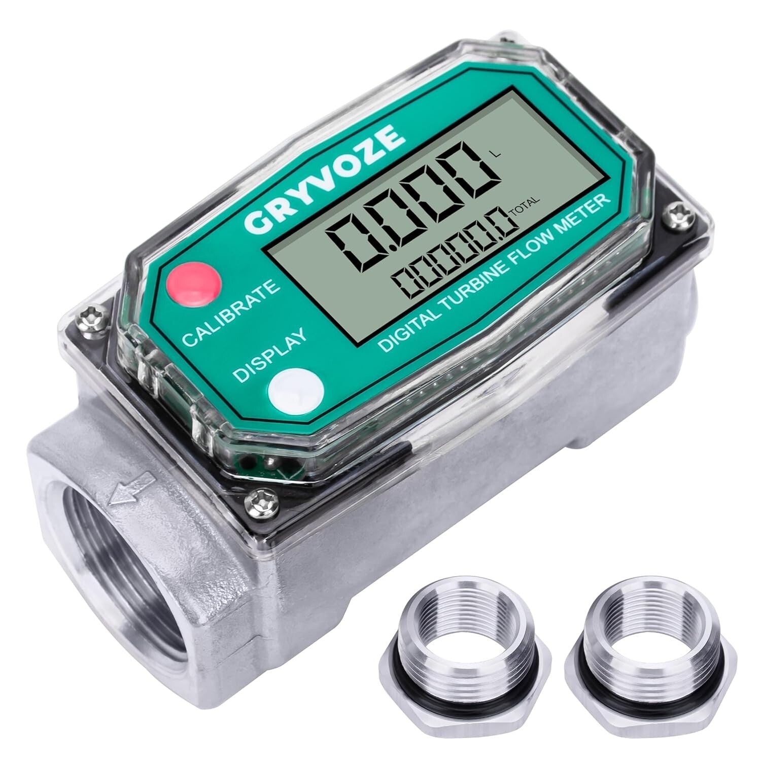 1 Inch Inline Digital Flow Meter - Supports Fluid Measurements up to 26 GPM