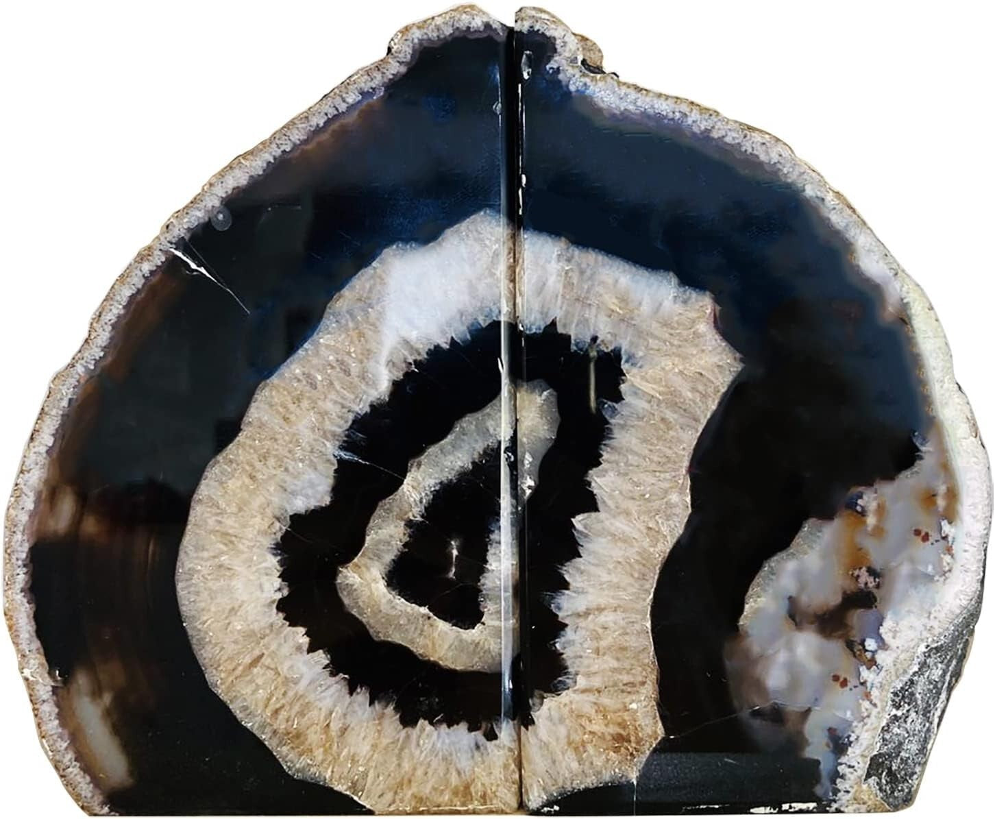 Elegant Heavy Duty Black Agate Bookends with Rubber Bumpers - Unique Decor