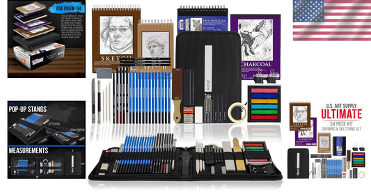 54-Piece Sketching Set in Pop-Up Carry Case - Ideal for Passionate Artists