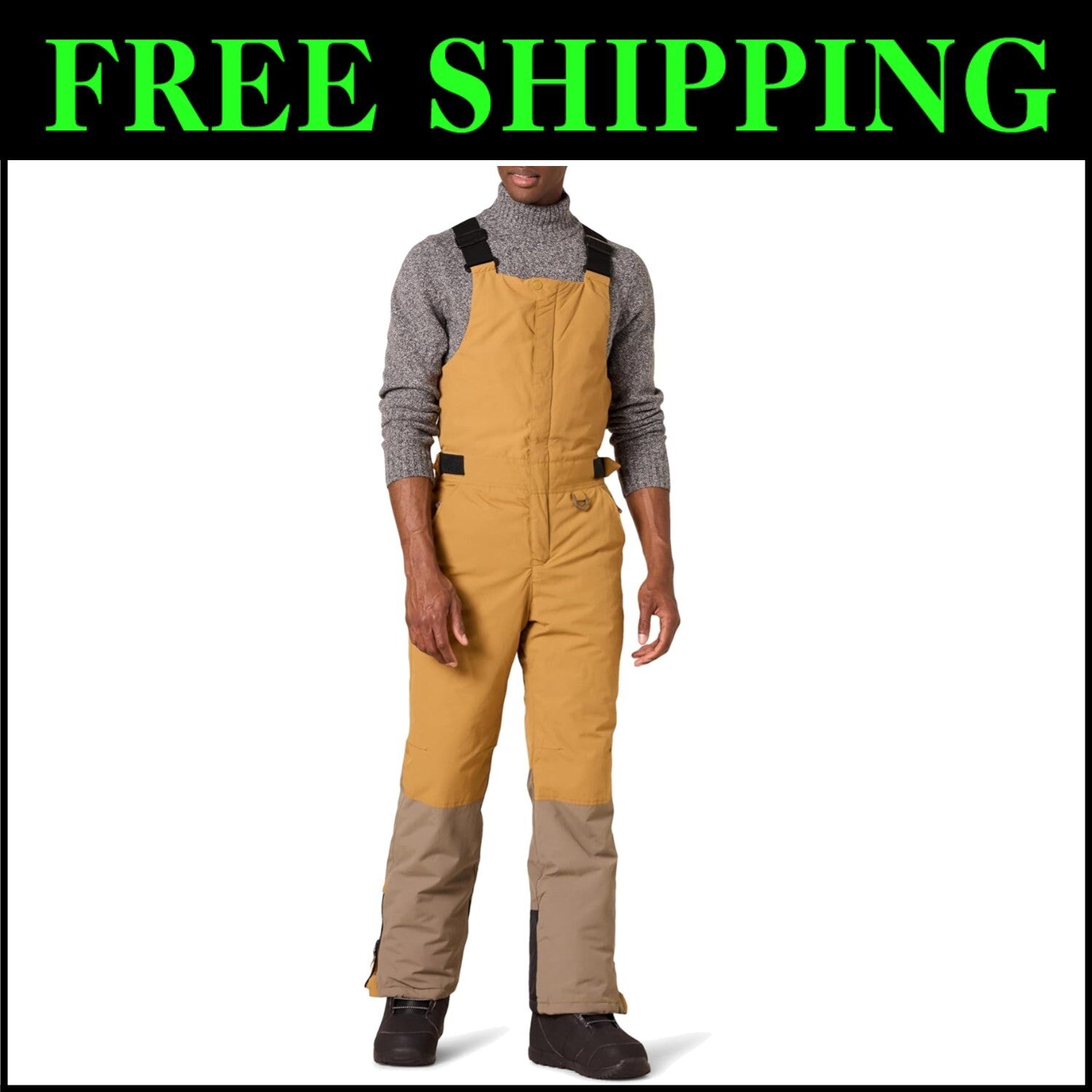 Men's Water-Resistant Bib Overalls - Perfect for Winter Sports and Activities