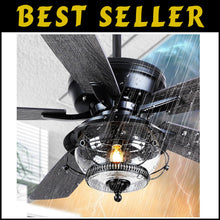 Load image into Gallery viewer, Elegant 52-Inch Black Ceiling Fan with Waterproof LED Light - Ideal for Patios