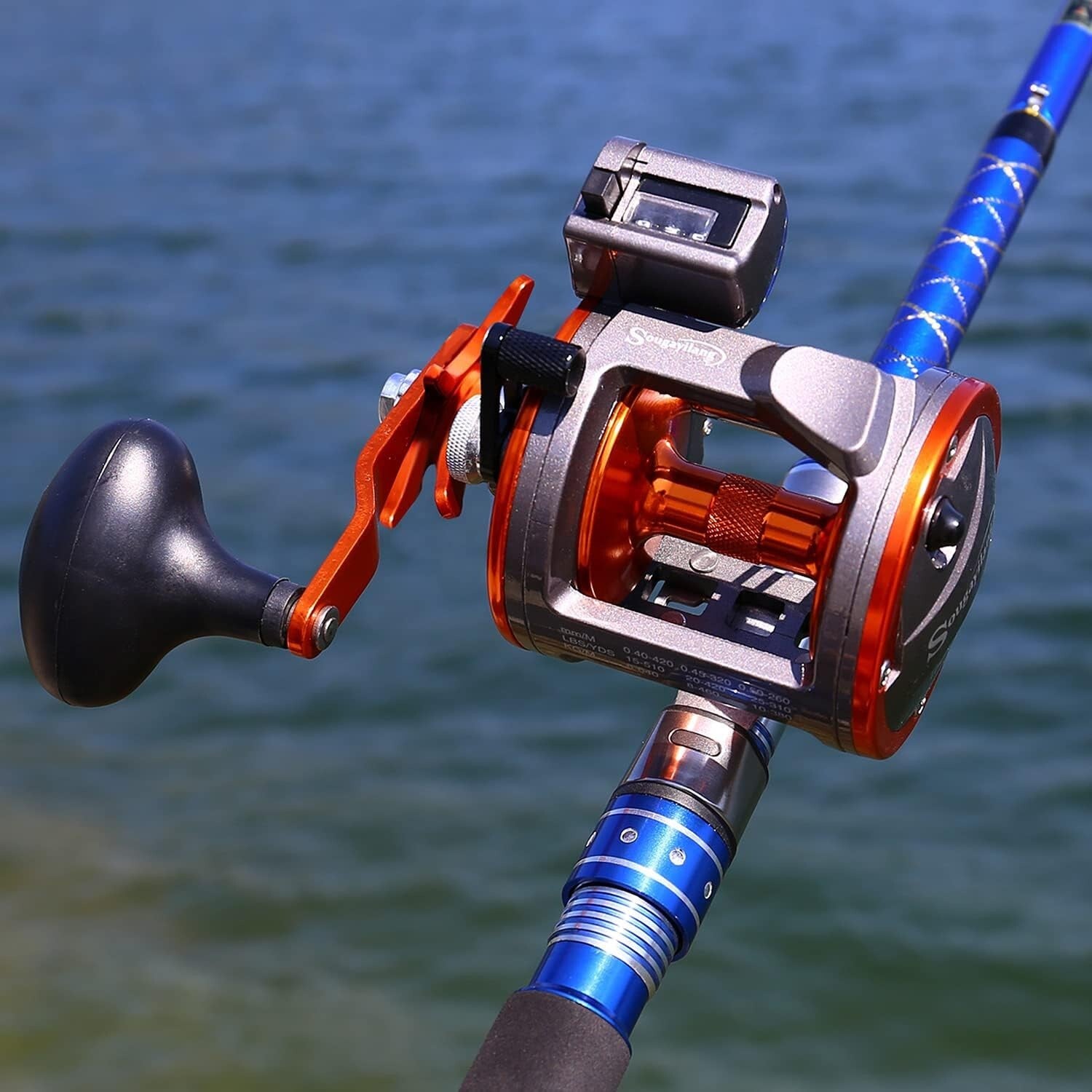 Right Handed Trolling Fishing Reel with Anti-Reverse and Quick Line Retrieval