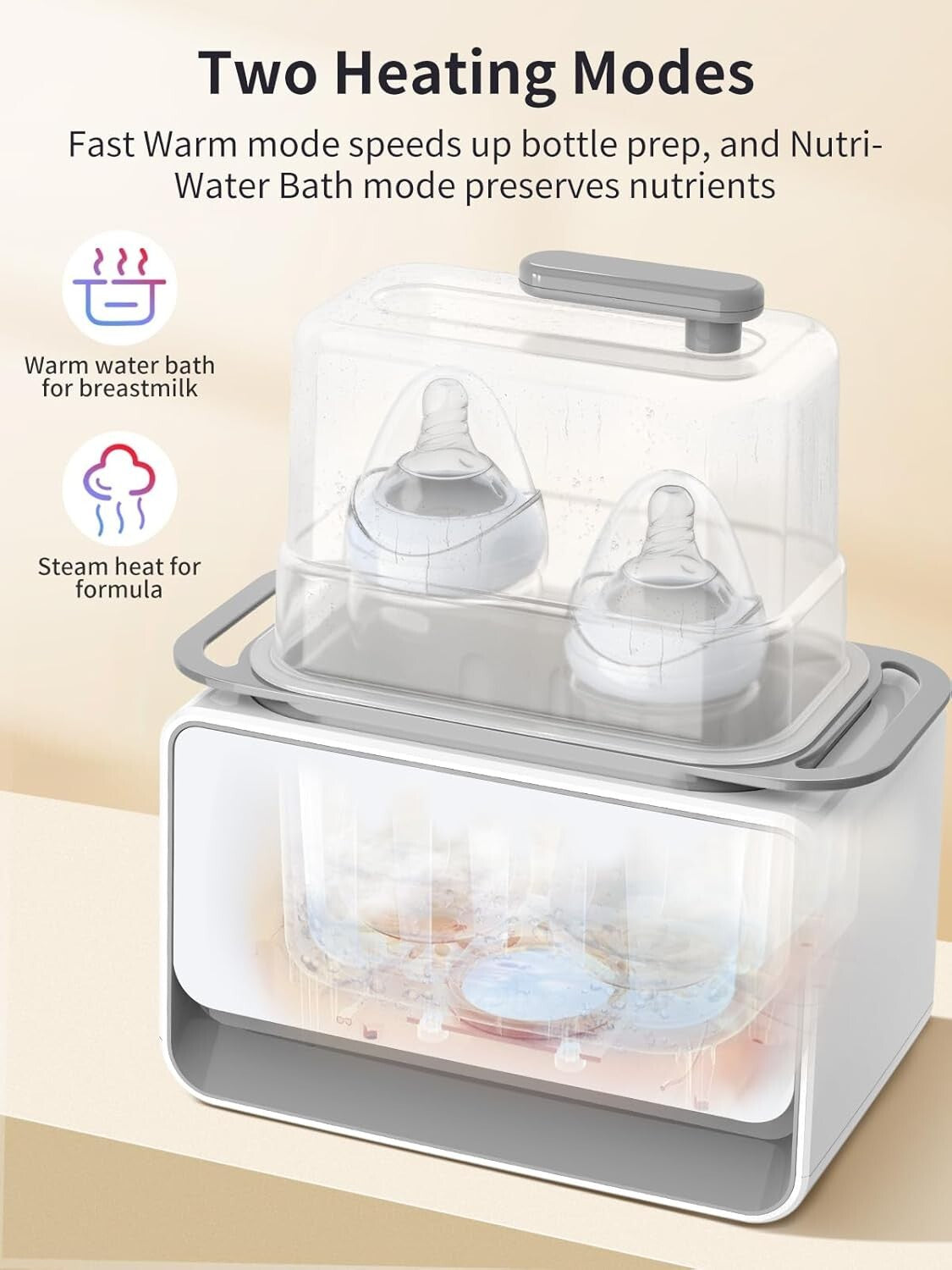 GROWSNY 12-in-1 Baby Bottle Warmer with Fast Steam & Night Light - Safe & Easy