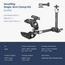 Load image into Gallery viewer, Adjustable Magic Arm Clamp with Super Clamp for Cameras and Lights, 1.5kg Limit