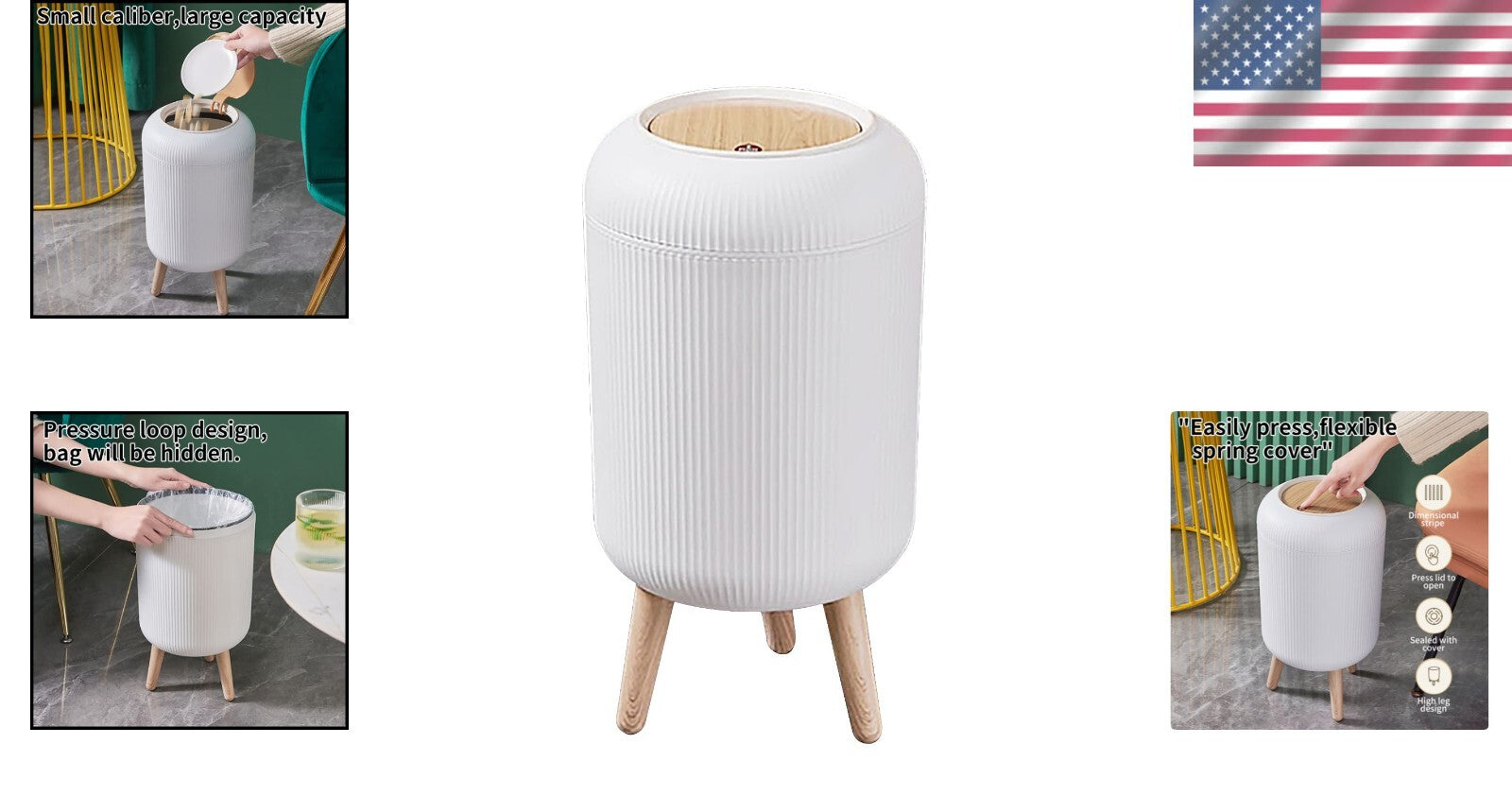 Stylish 10L Round Trash Can with Odor-Proof Lid - Easy Maintenance Solution