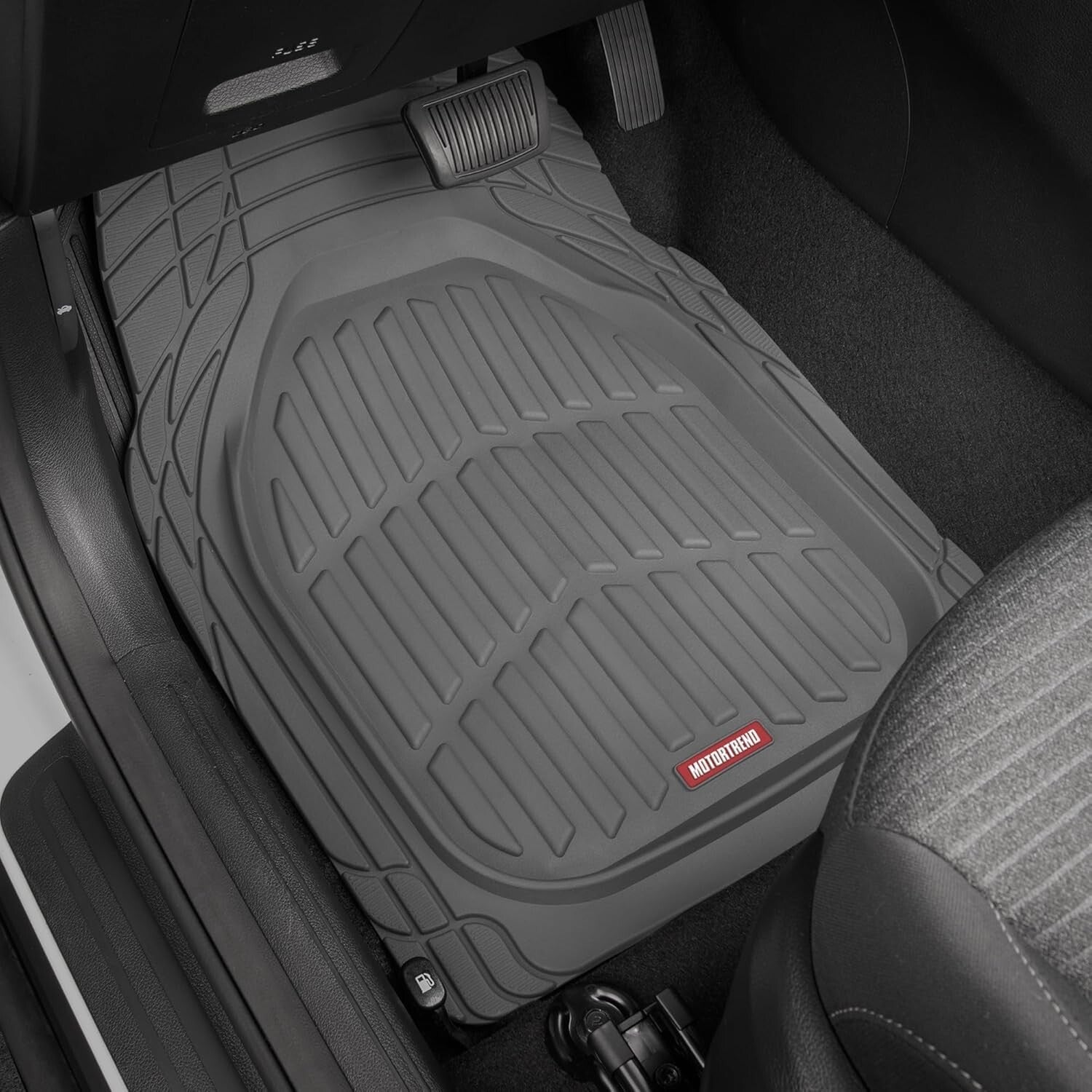 Trim-To-Fit Gray Rubber Mats - Deep Dish Design for Complete Floor Coverage
