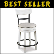 Load image into Gallery viewer, Valebeck 24.5" Modern Swivel Counter Height Barstool in Whitewash Finish