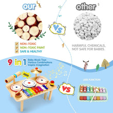 Load image into Gallery viewer, Wooden Kids Drum and Xylophone Set: Educational Musical Instruments for Toddlers