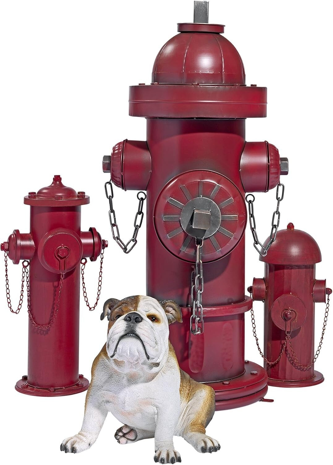 Rustic Red Fire Hydrant Statue - Multi-Functional Puppy Pee Post & Toy Storage