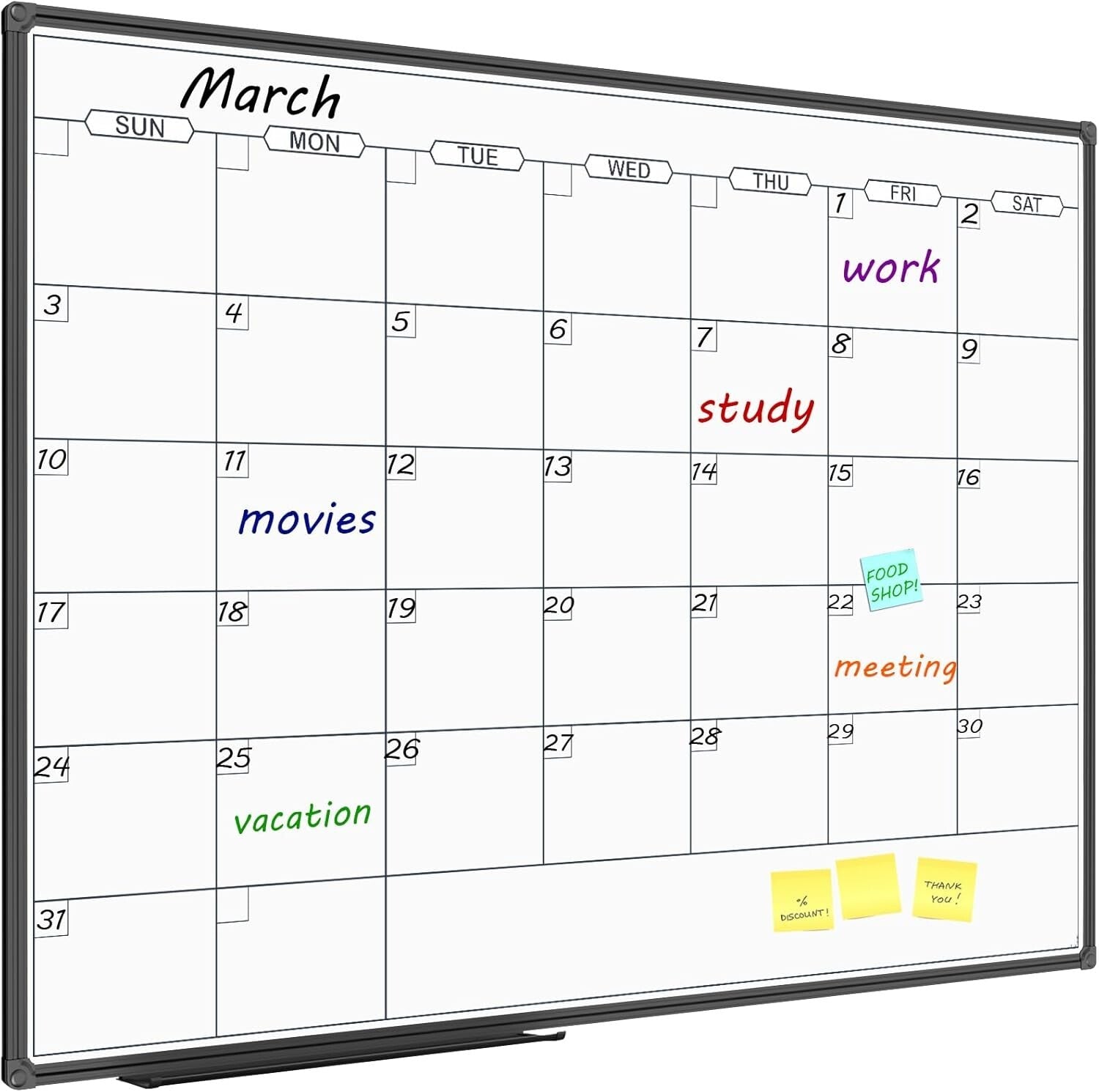 Large 48X36 Magnetic Whiteboard Calendar - Scratch-Resistant for Office & Home