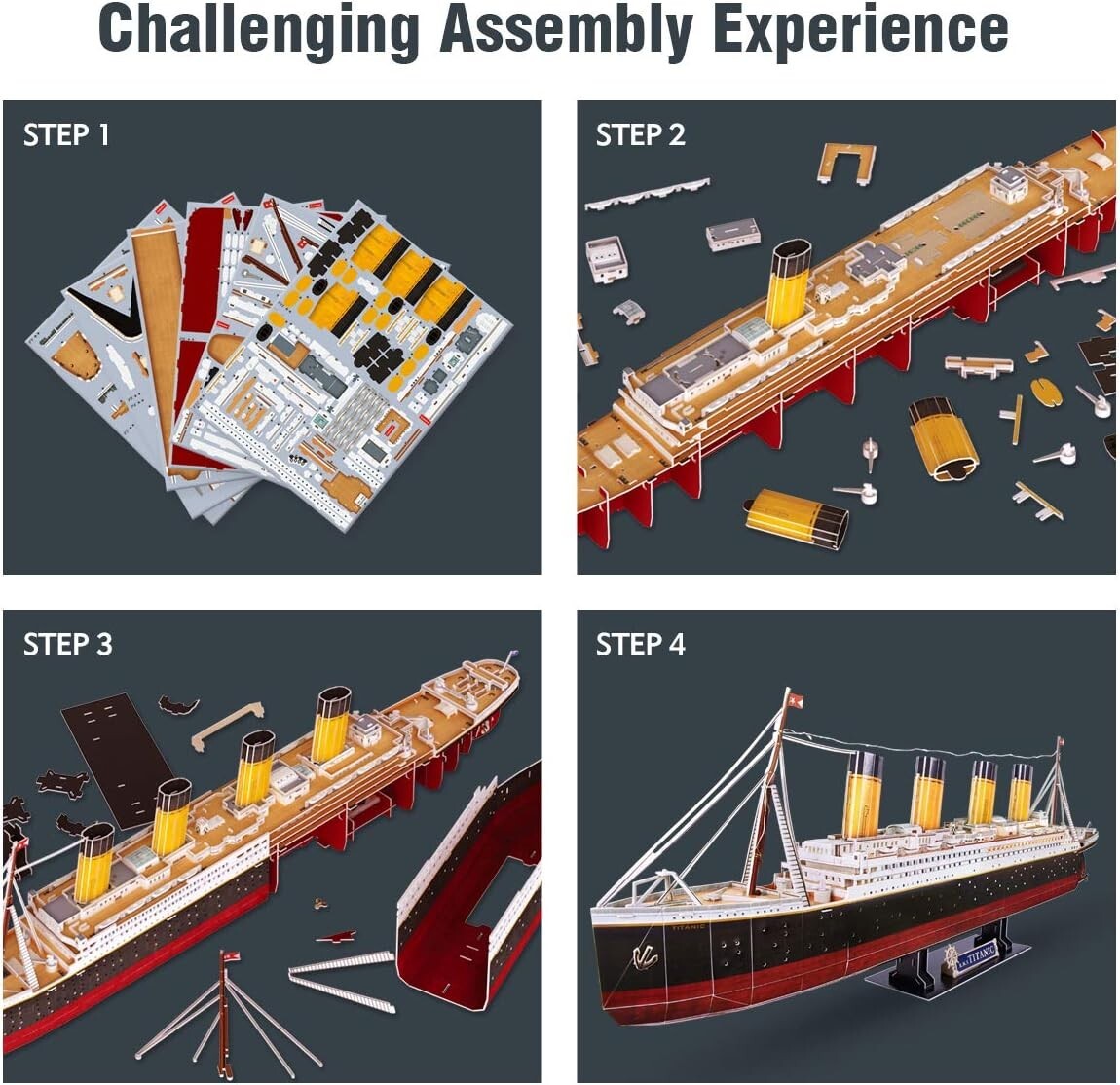 Titanic 3D Puzzle with LEDs - Experience a 35-Inch Masterpiece for Home Decor