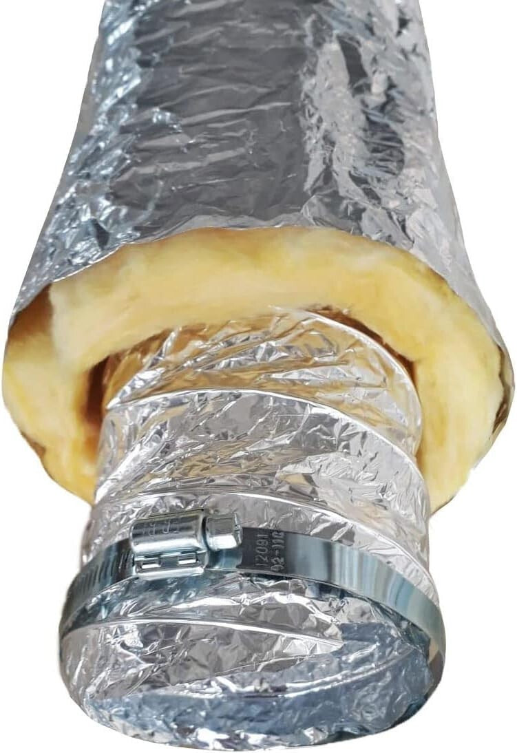 4-Inch Heavy-Duty Insulated Aluminum Duct Pipe - 25 Feet Long for HVAC Systems