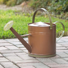 Load image into Gallery viewer, Vintage-Style 2.6 Gal Watering Can - Elegant Shiny Galvanized Metal and Bronze