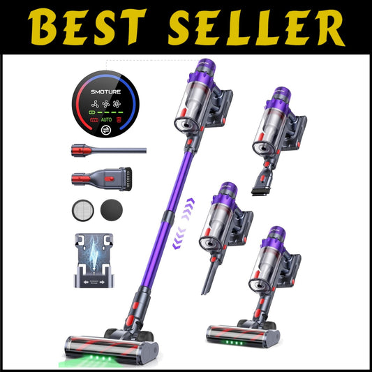 Smart Cordless Vacuum with 45KPA Suction, Auto Mode & 60 Mins Runtime for Homes