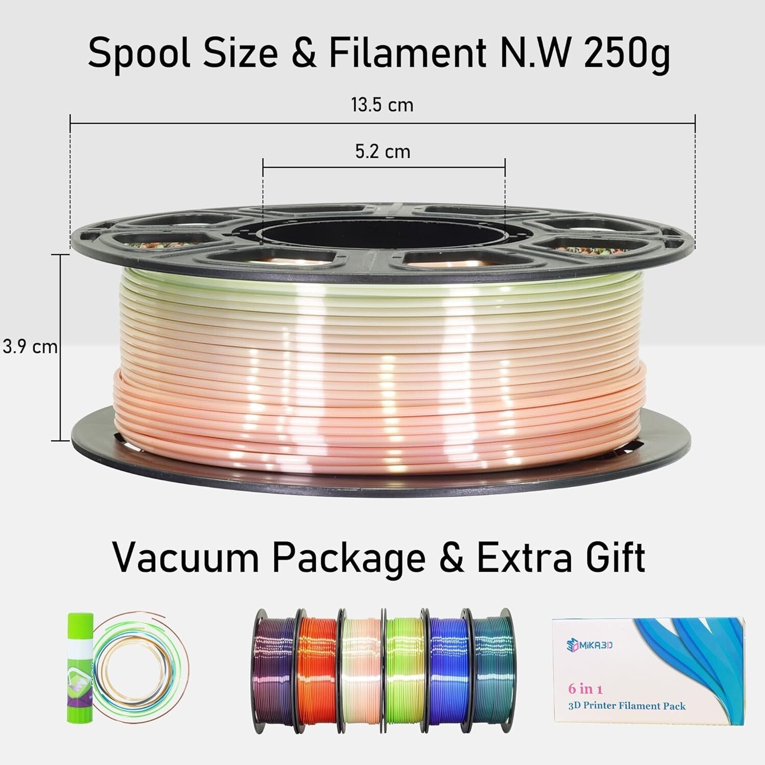 Creative 1.5kg Bundle: 6 Mixed Color Change Silk PLA Filaments for 3D Printing