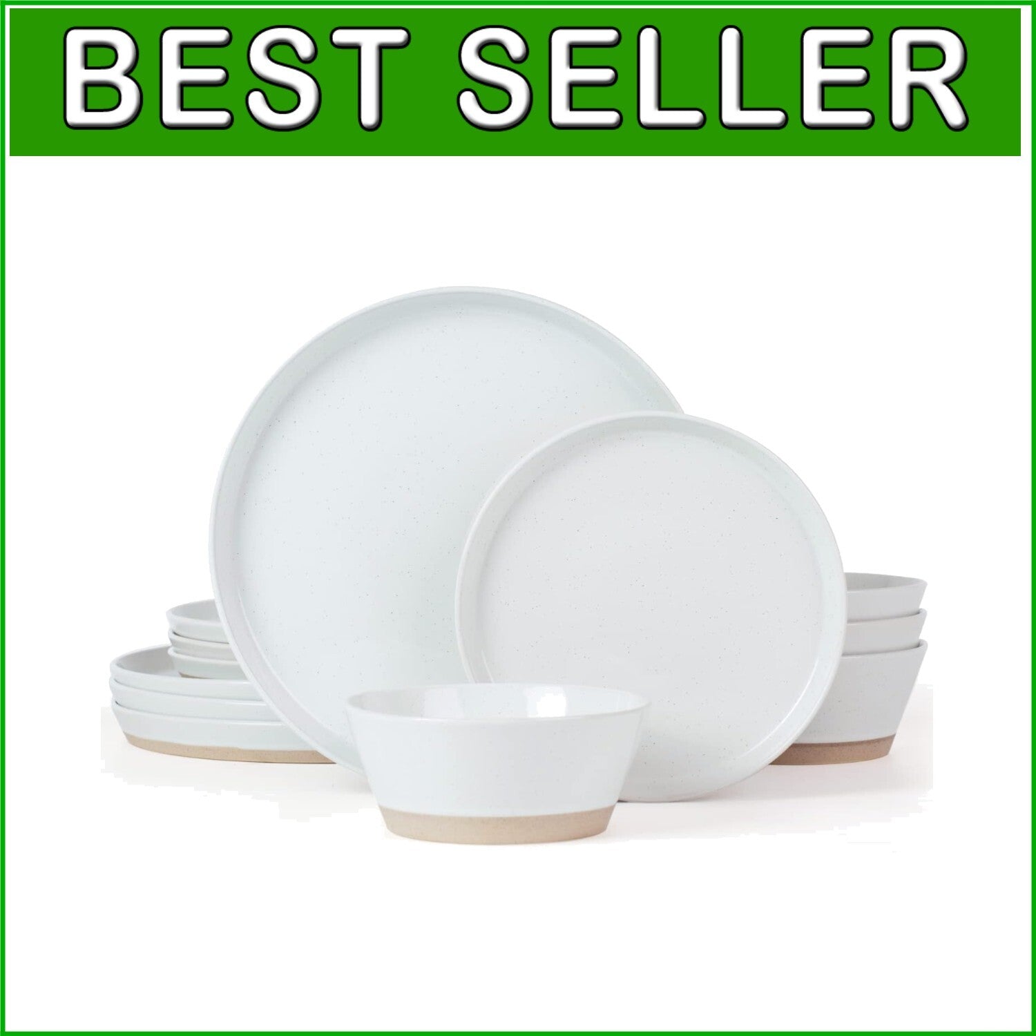 Elegant 12-Piece Stoneware Dinnerware Set for 4 - Scratch Resistant & Microwa...