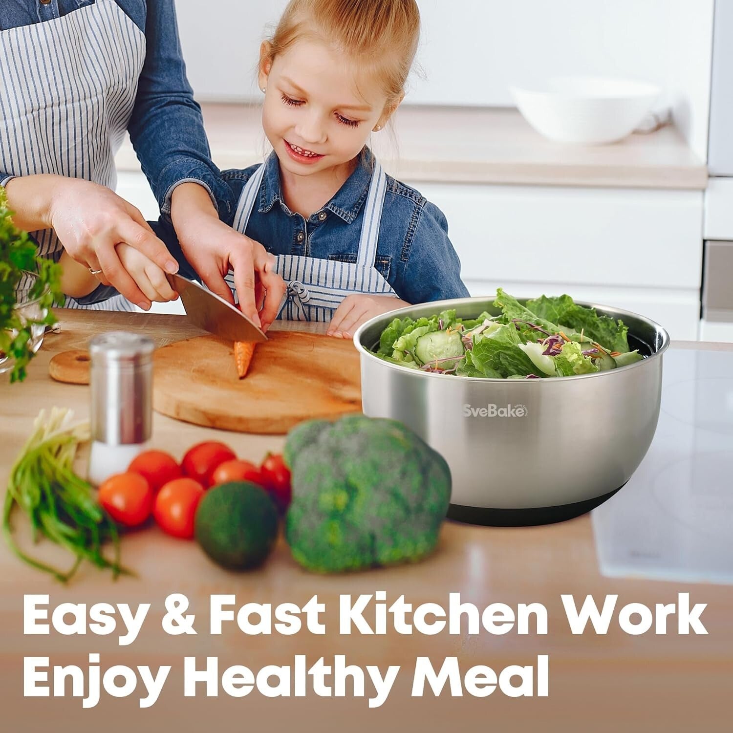 Family-Sized 5.3Qt Salad Spinner: Stainless Steel, Dishwasher Safe & Easy to Use