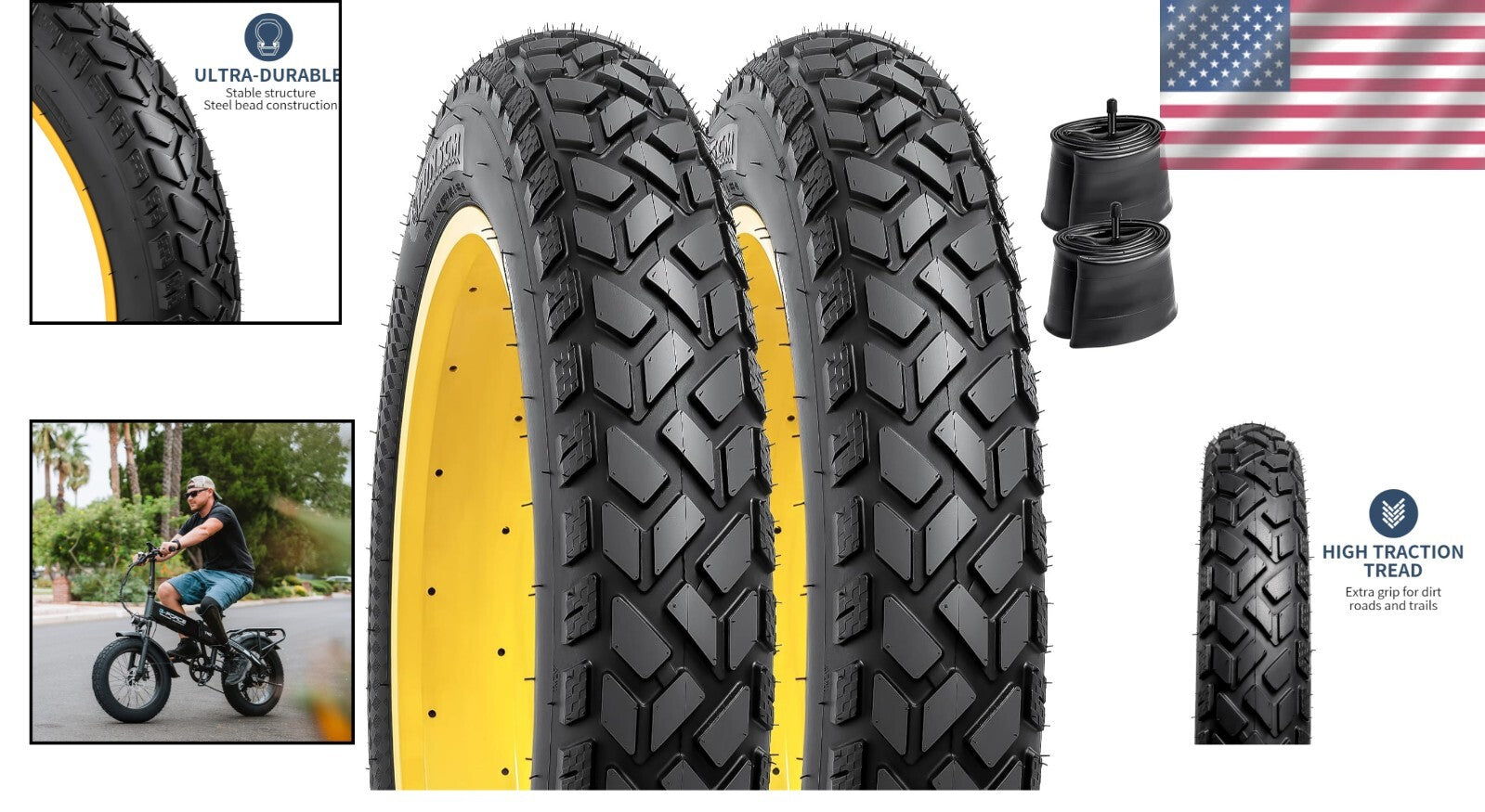 20x4.0 Heavy Duty E-Bike Tires & Tubes - Ultimate All-Terrain Performance Duo