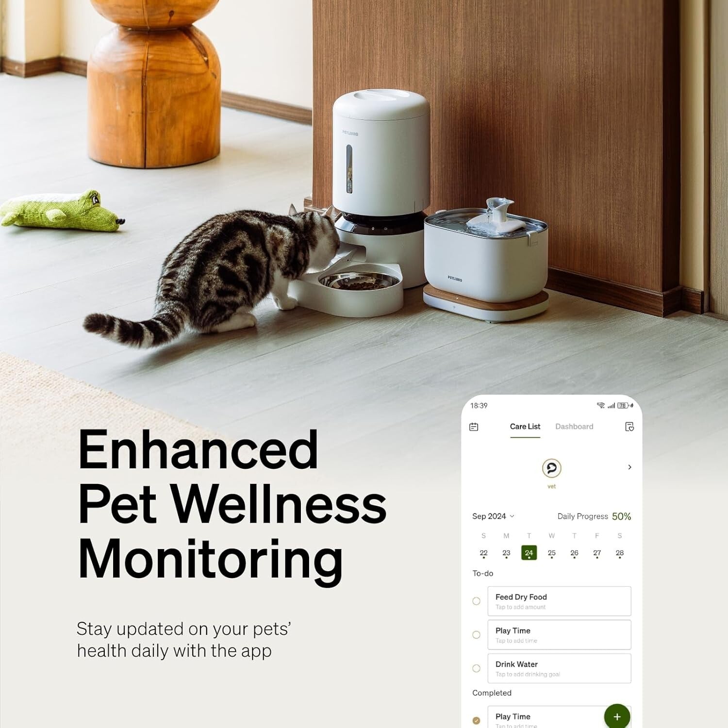 App-Enabled Pet Water Fountain - 2.5L Stainless Steel with Health Monitoring