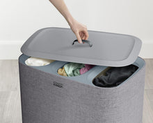 Load image into Gallery viewer, Tota Trio 90L Laundry Hamper - 3 Compartments with Removable Bags in Gray