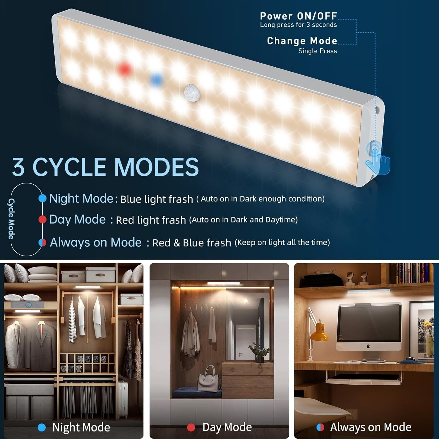 Wireless LED Closet Lights with Remote & Dimming - Perfect for Home Safety