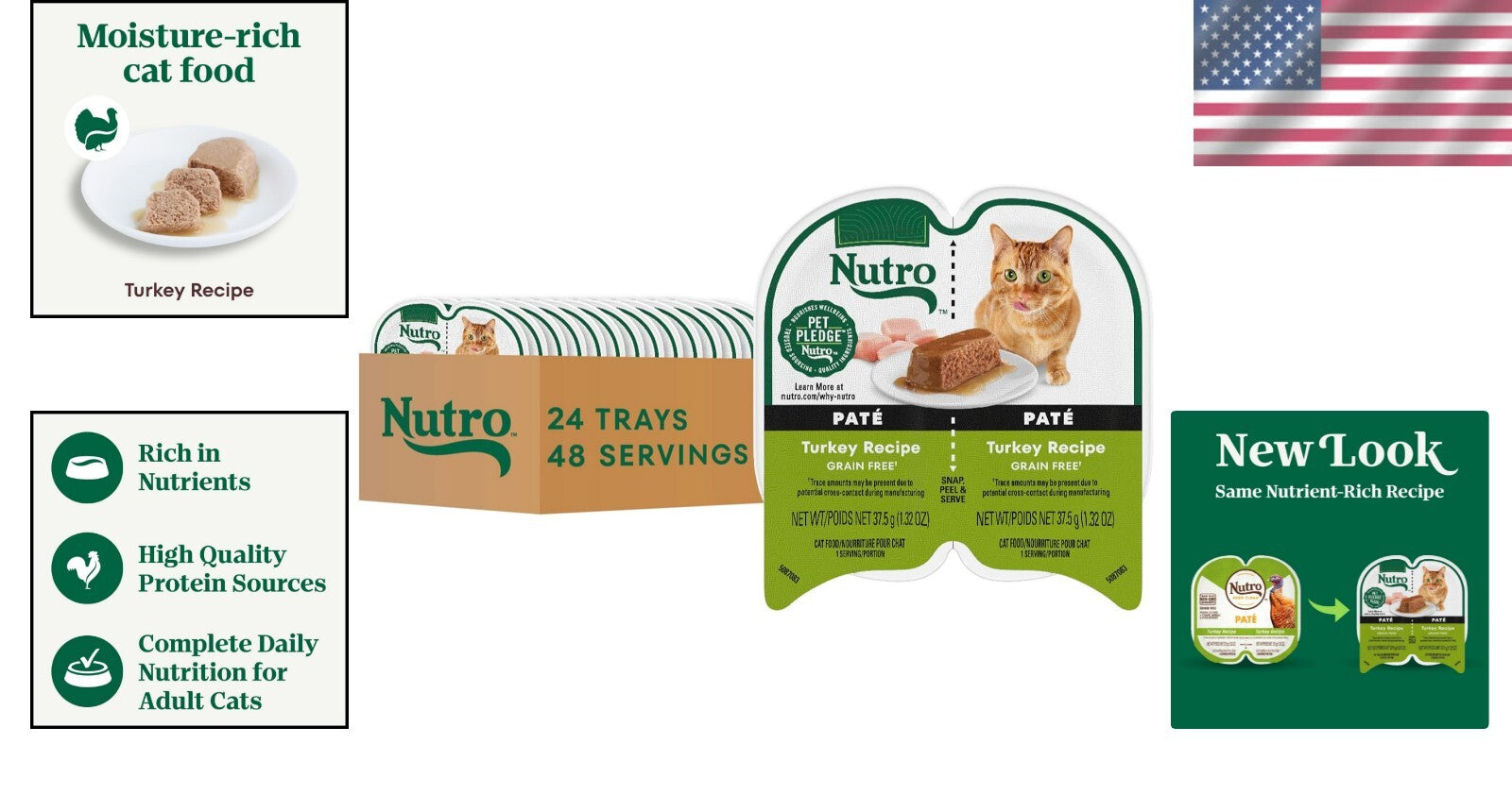 Nutritious 24-Pack Turkey Paté Cat Food - Complete Nutrition for All Breeds