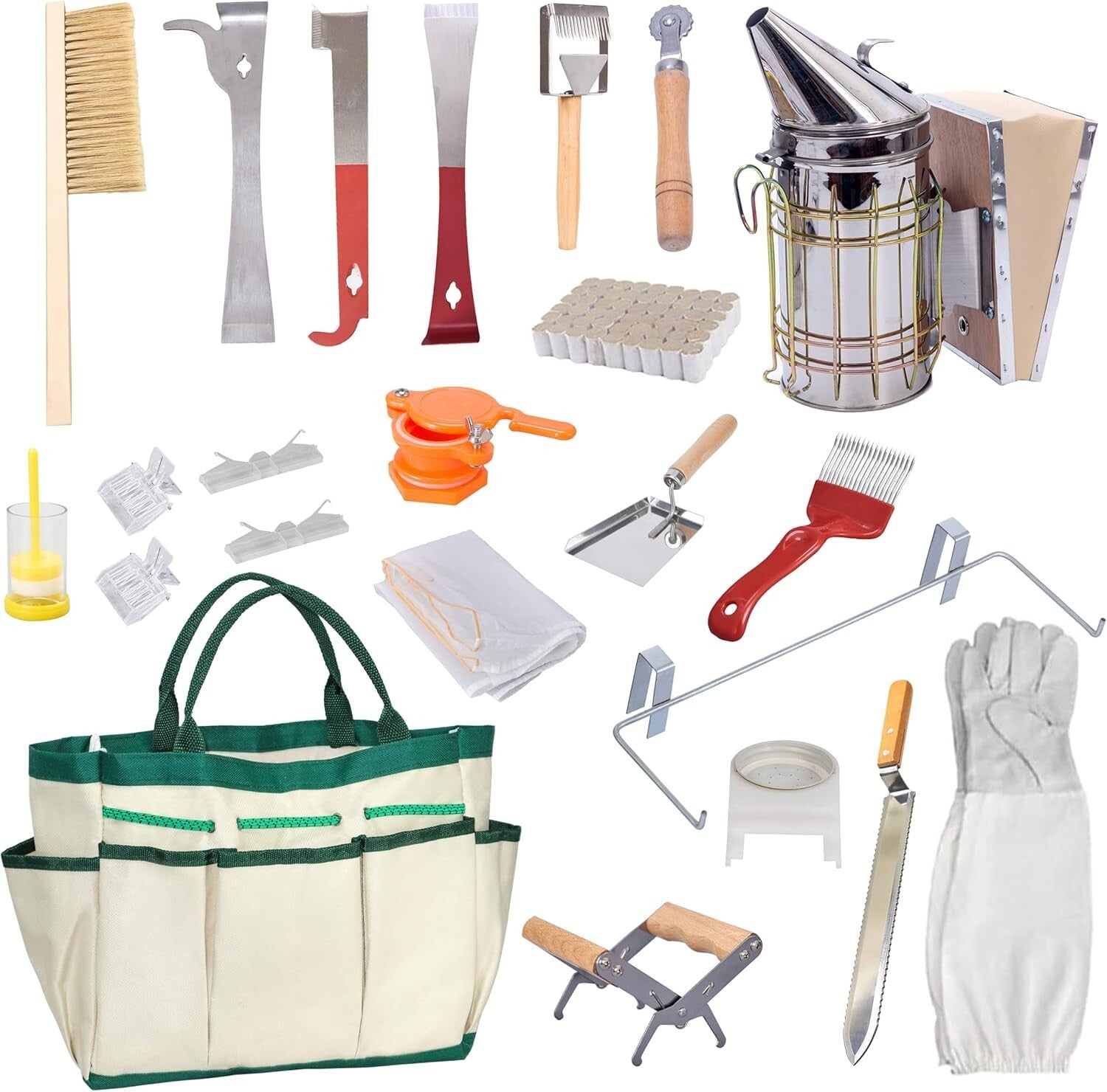 Durable Beekeeping Supplies Kit: 22 Tools for Hive Inspection & Honey Harvesting