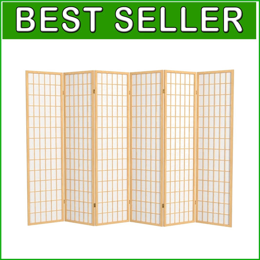 Classic 6-Panel Window Pane Shoji Screen Room Divider - Elegant Privacy Solution