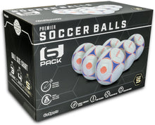 Load image into Gallery viewer, Durable Machine Stitched Soccer Balls - 6 Pack with Inflation Pump Included