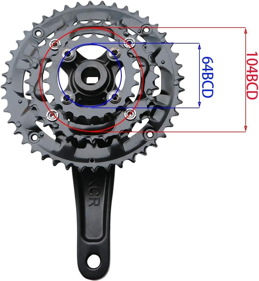 Alloy 6061 MTB Crankset | 9-Speed 22/32/44T, 170mm Crank Arm for Durable Rides