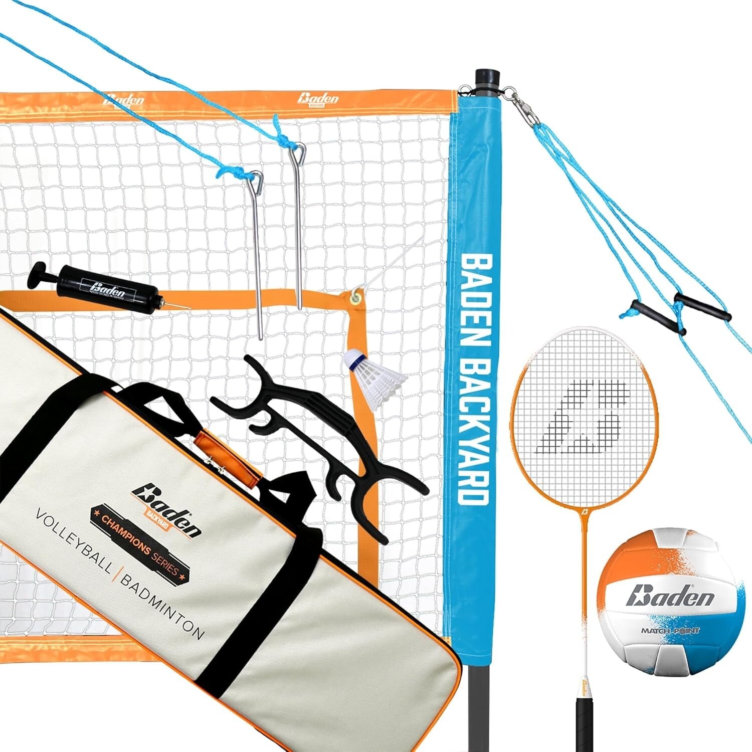 Family-Friendly Volleyball & Badminton Combo Set - Weather-Resistant Carry Bag