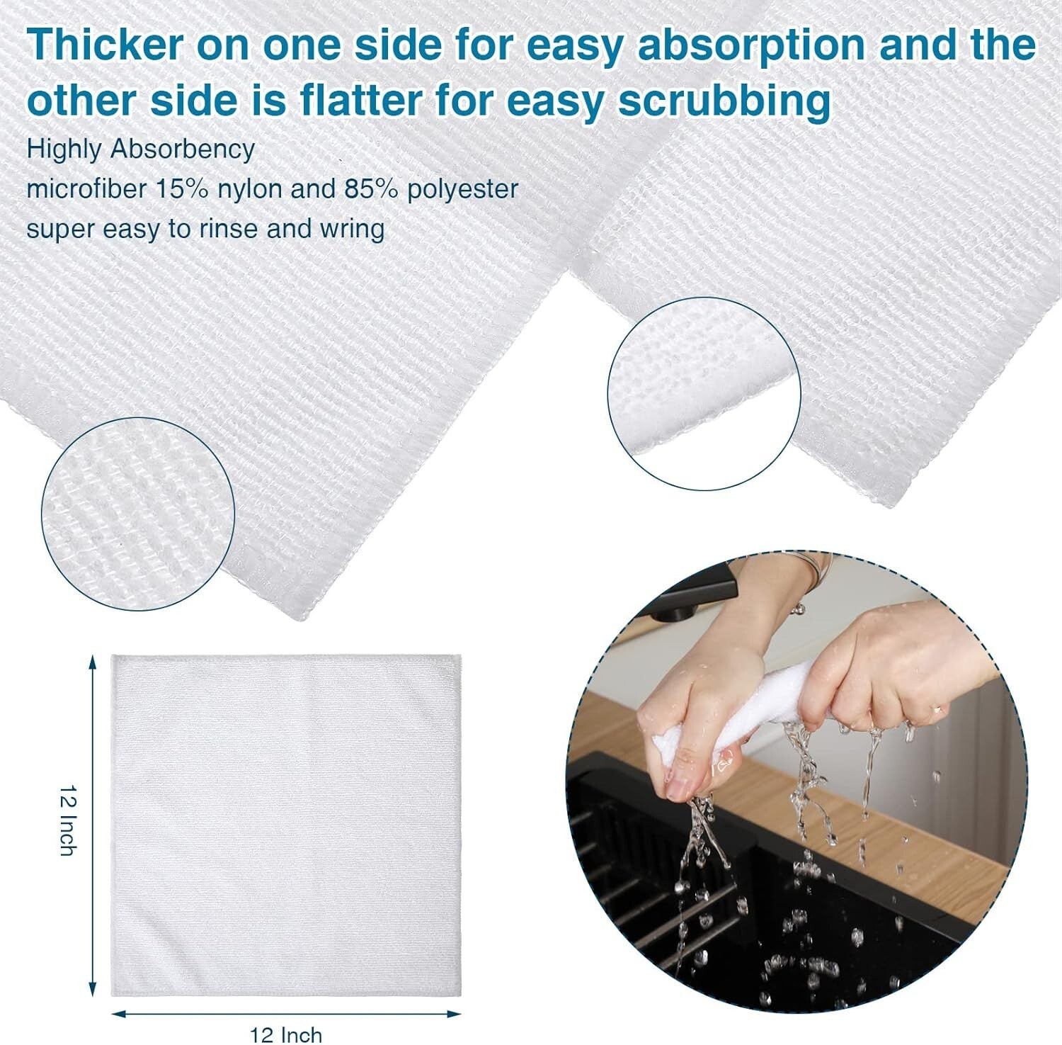 Bulk 200 Microfiber Cleaning Cloths, Lint-Free, 12x12 Inches for All Surfaces