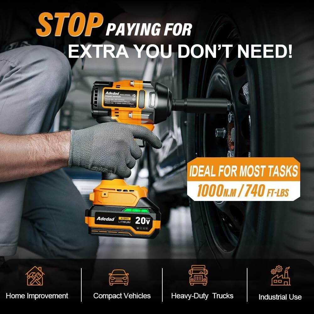 Compact 20V Brushless Impact Gun | 1000Nm Torque with Dual Batteries Included