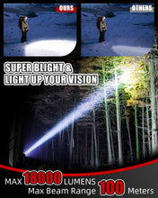 Load image into Gallery viewer, Lightweight Waterproof Headlamp Pack - 18000 Lumen Brightness, USB Rechargeable