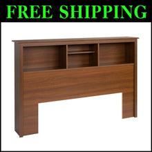 Load image into Gallery viewer, Elegant Full/Queen Bookcase Headboard - Durable Cherry Finish with Storage