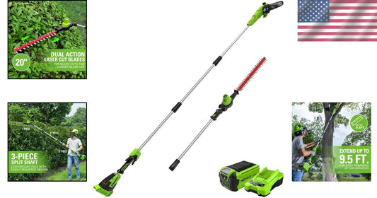 High-Performance 40V Pole Saw and Hedge Trimmer Combo - Effortless Yard Care