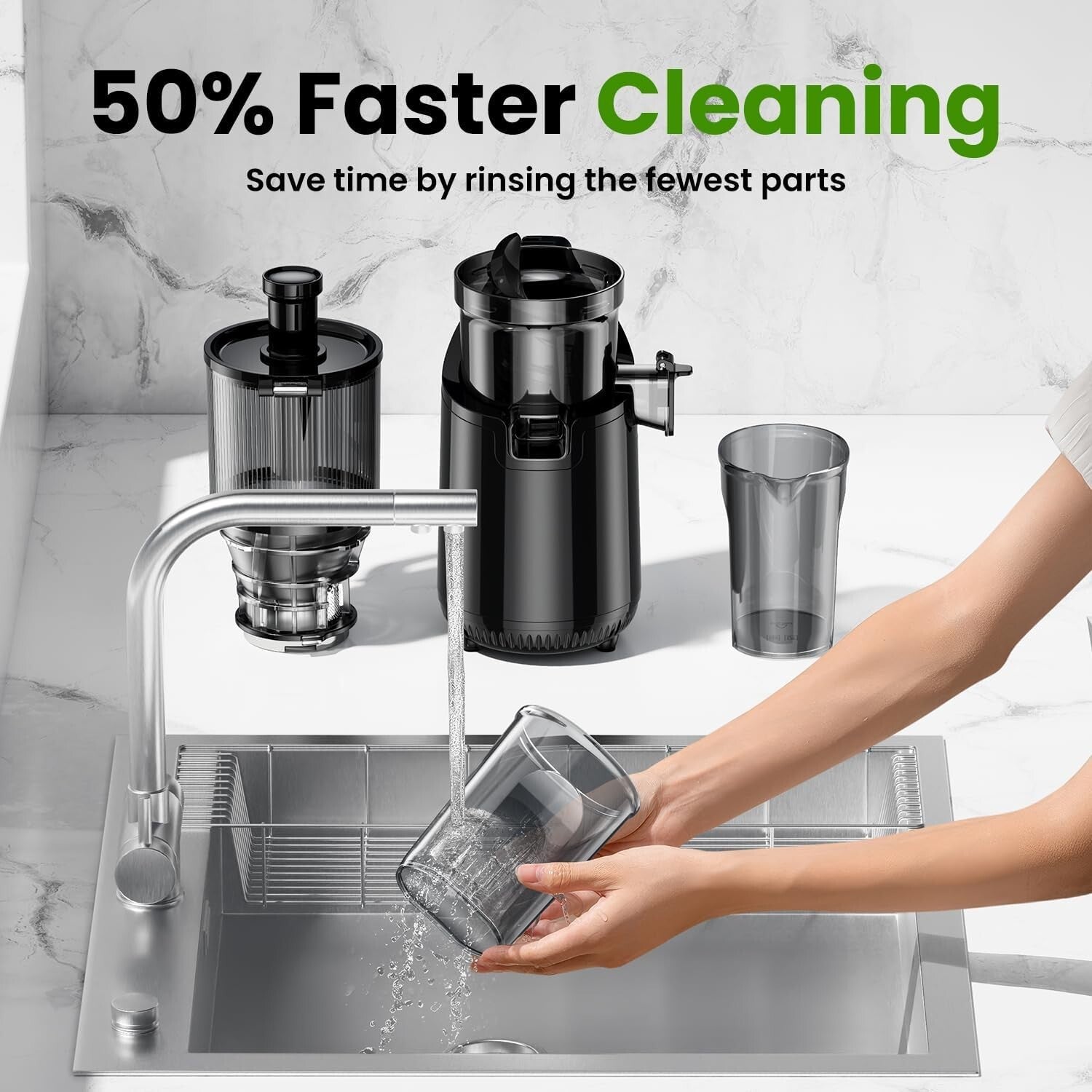 Easy Clean Cold Press Juicer with High Yield Functionality and Safety Features