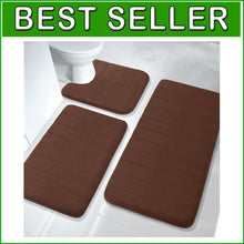Load image into Gallery viewer, Non-Slip Memory Foam Bath Rugs Set - 3 Pieces in Brown for Eco-Friendly Comfort