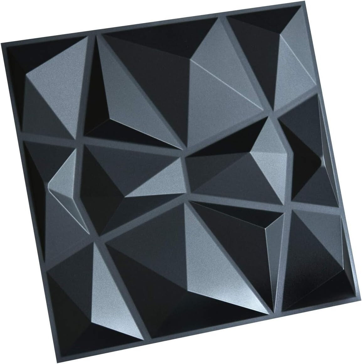 Elegant 3D Matte Black Wall Panels for Living Room - 12 Pack, Easy Glue Down