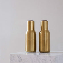 Load image into Gallery viewer, Refillable Salt and Pepper Grinders - Modern Bottle Design in Brass &amp; Walnut