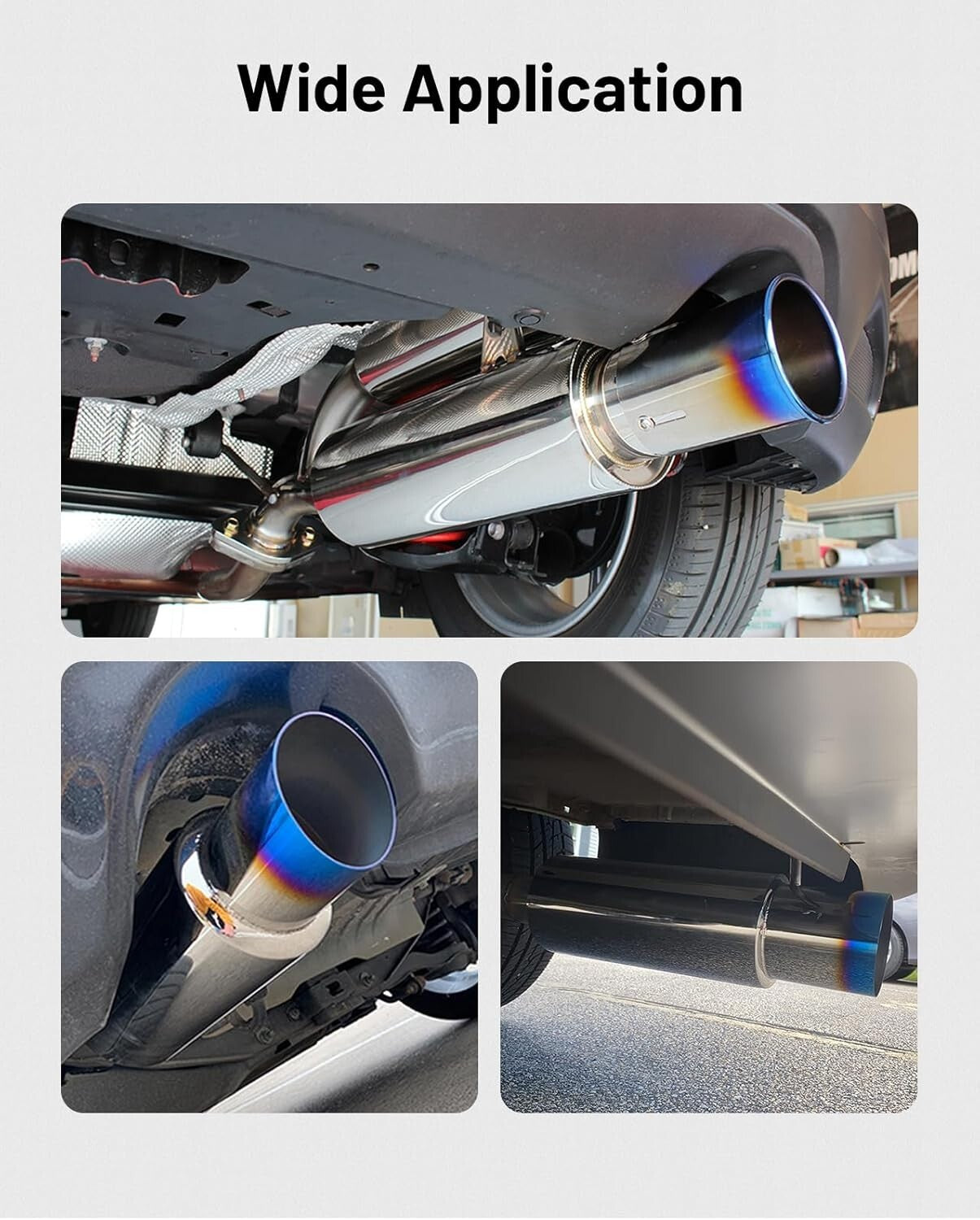 2.25" Inlet Stainless Steel Exhaust Tip, 15" Length, Premium Sound Control