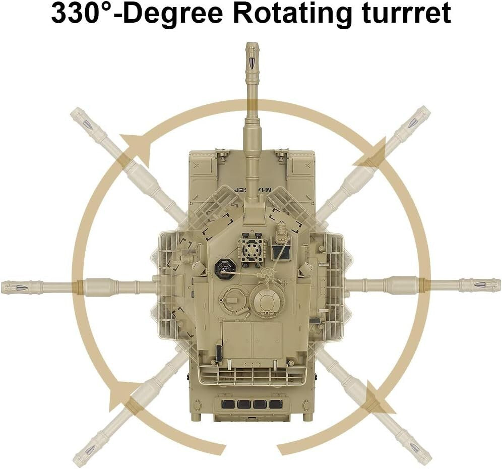 Durable RC M1A2 American Tank - 330° Turret & Climbing Abilities for Outdoor Fun