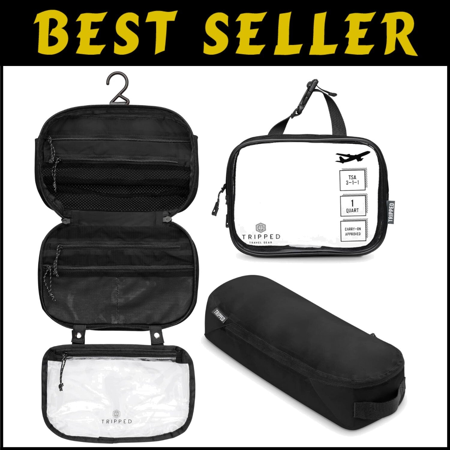 Customizable Hanging Toiletry Bag Set with Clear TSA Bags - Perfect for Travel