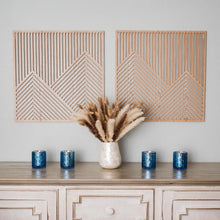 Load image into Gallery viewer, Versatile 2-Piece Mountain Wall Art with Oak Veneer Finish - Easy Install