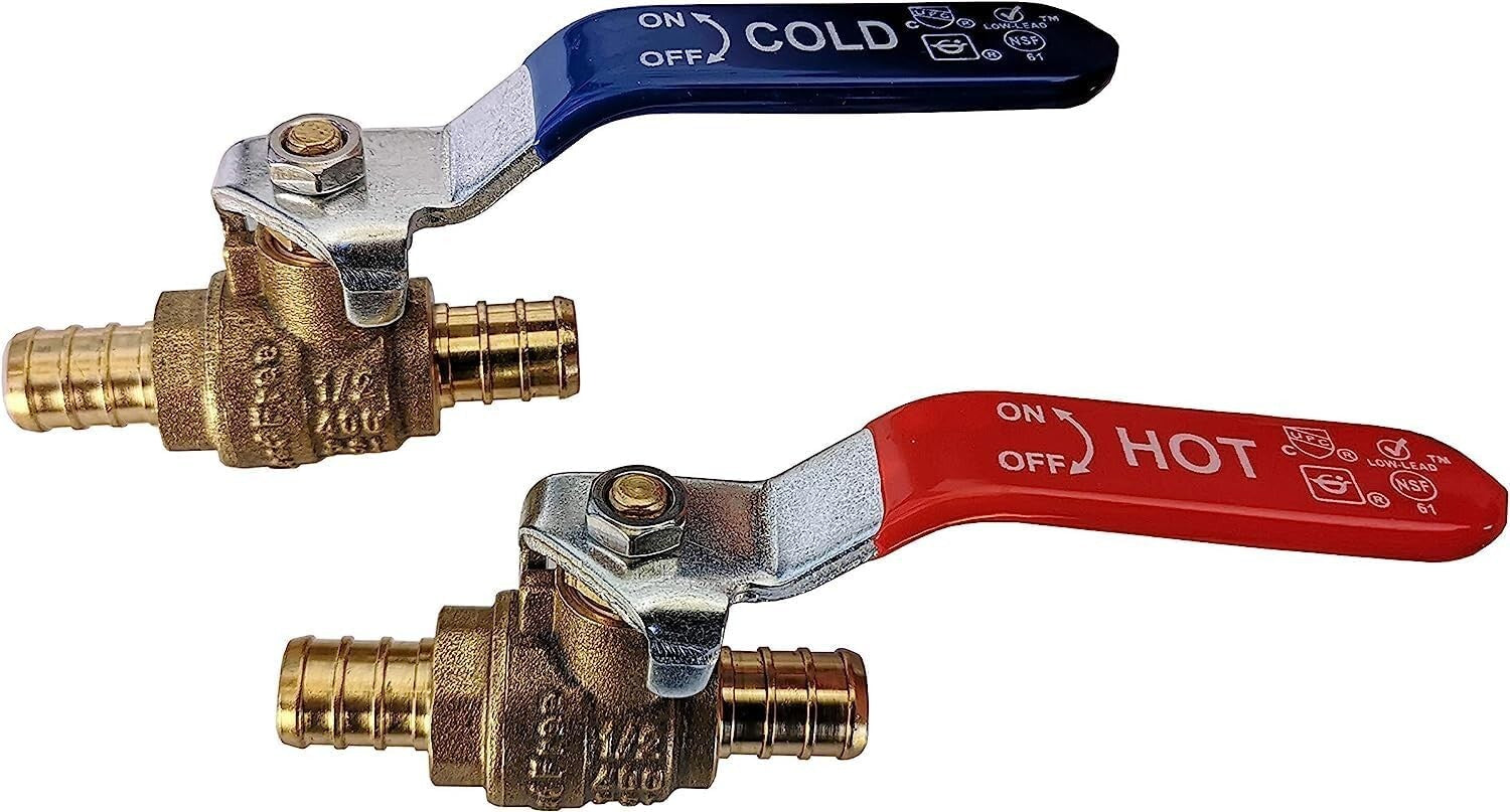 20-Pack 1/2" PEX Brass Ball Valves Hot & Cold for Reliable Plumbing Solutions