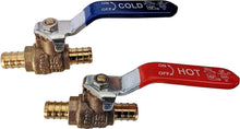 Load image into Gallery viewer, 20-Pack 1/2" PEX Brass Ball Valves Hot &amp; Cold for Reliable Plumbing Solutions