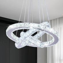 Load image into Gallery viewer, Luxury Adjustable 3-Ring LED Pendant Light - Crystal Round Ceiling Fixture