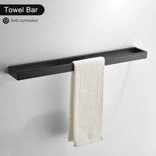 Load image into Gallery viewer, Chic 4-Piece Bathroom Towel Bar Set in Matte Black – Easy Screw-In Installation